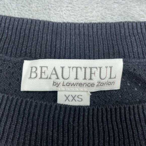 Beautiful By Lawrence Zarian Floral Knit Black Sweater XXS Cotton Blend a1557 - Picture 2 of 8